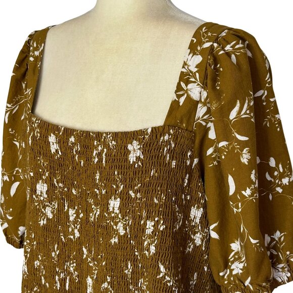 Ava & Viv Women's Top Plus Size 2X Puff Sleeve Floral Smocked Square Neck - Picture 2 of 11